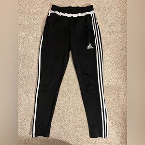 Black adidas track jogger pants with zipper